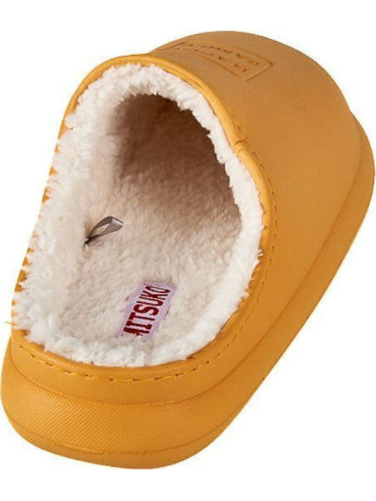 Winter Women's Slippers with Fur Yellow