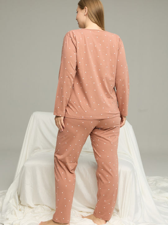 Sexen Winter Women's Pyjama Set Pink Plus Size