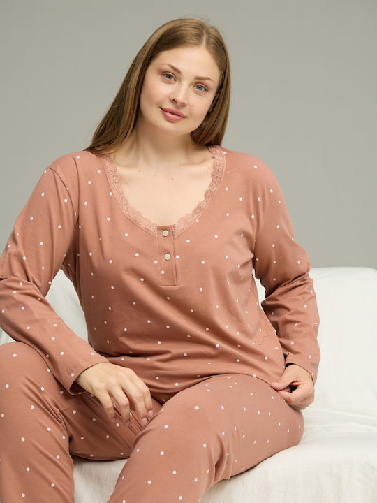 Sexen Winter Women's Pyjama Set Pink Plus Size