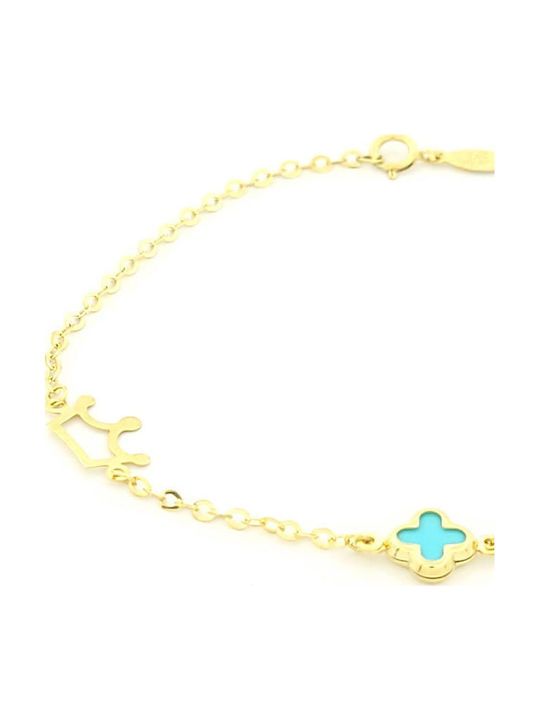 Kids Bracelet from Gold 9K with Σταυρό & Crown
