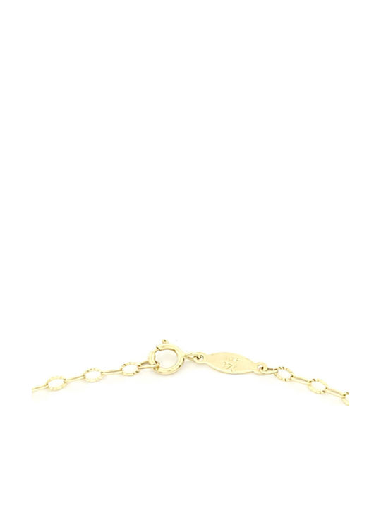 Kids Bracelet from Gold 9K with Σταυρό & Heart