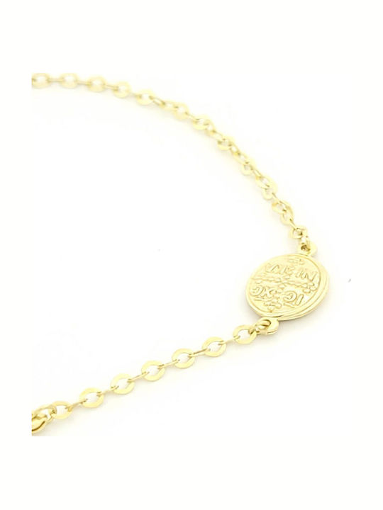 Kids Bracelet from Gold 9K with Evil Eye & Σταυρό