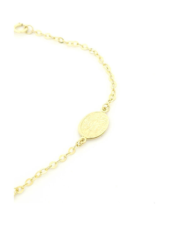 Kids Bracelet from Gold 9K with Evil Eye & Σταυρό