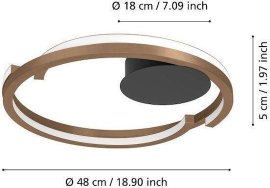 Eglo Plafonieră de Tavan 48 cm Neagră cu LED Integrat