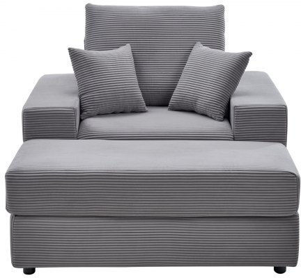 Armchair Bed with Footstool Gray 111.5x149x74cm