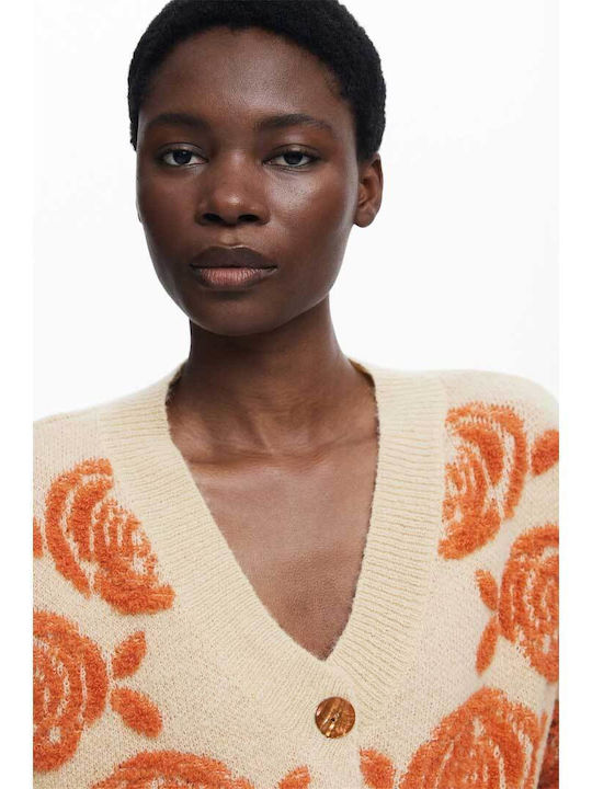 Cardigan Long Women's Knitted Cardigan with Buttons Beige