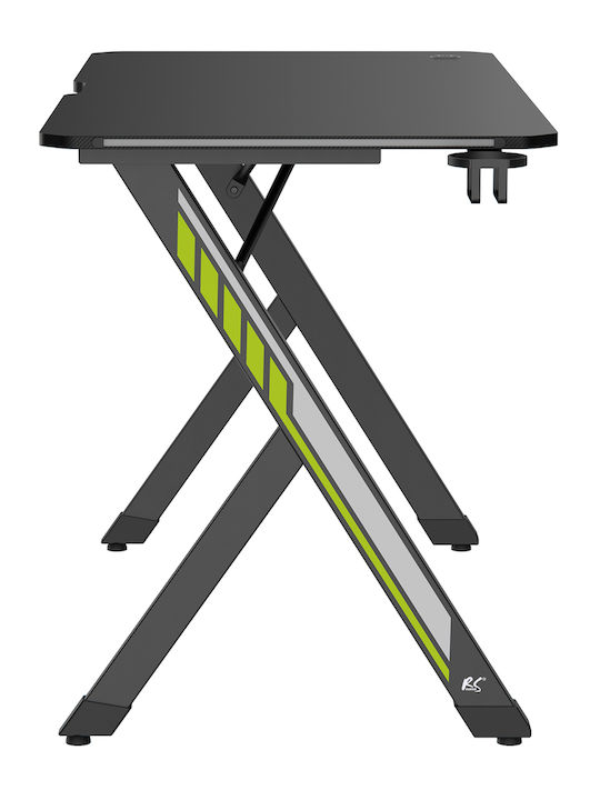 Γραφείο Gaming Rs102 Ξύλινο Μαύρο με LED & USB θύρες 120x60x75εκ.