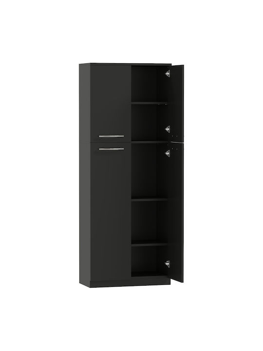 Floor Cabinet Black Wood 59x31x155cm