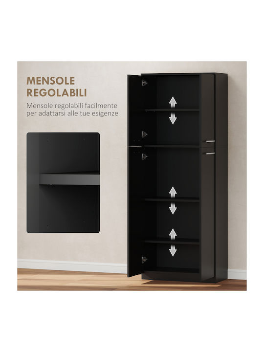 Floor Cabinet Black Wood 59x31x155cm