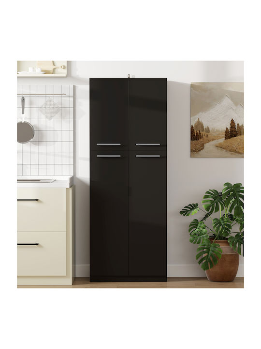 Floor Cabinet Black Wood 59x31x155cm