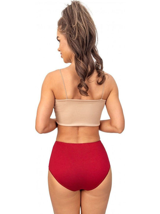 Hochtailliert Damen Slip mit Spitze Burgundy