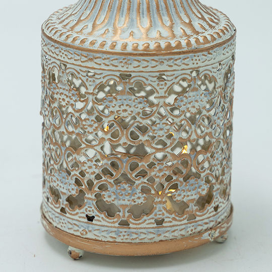 Laterne Metallisch Weiß 7.5x7.5x13.5cm 1Stück Laterne Metallisch Weiß 7.5x7.5x13.5cm 1Stück