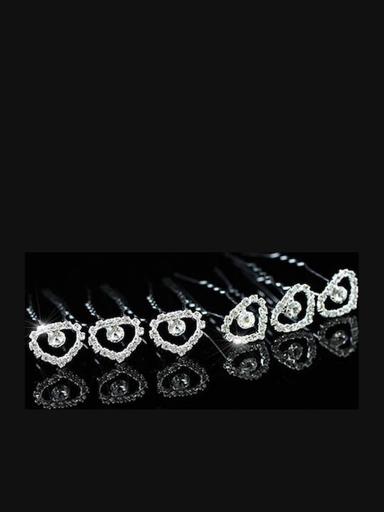 Bridal Set 6 Pieces Hair Pins Wire Heart Shape Silver or Gold Tessa