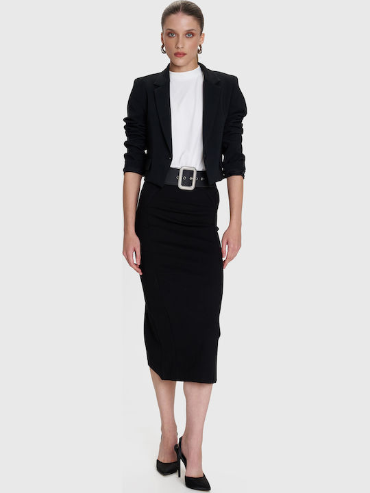 Pencil Midi Skirt Black