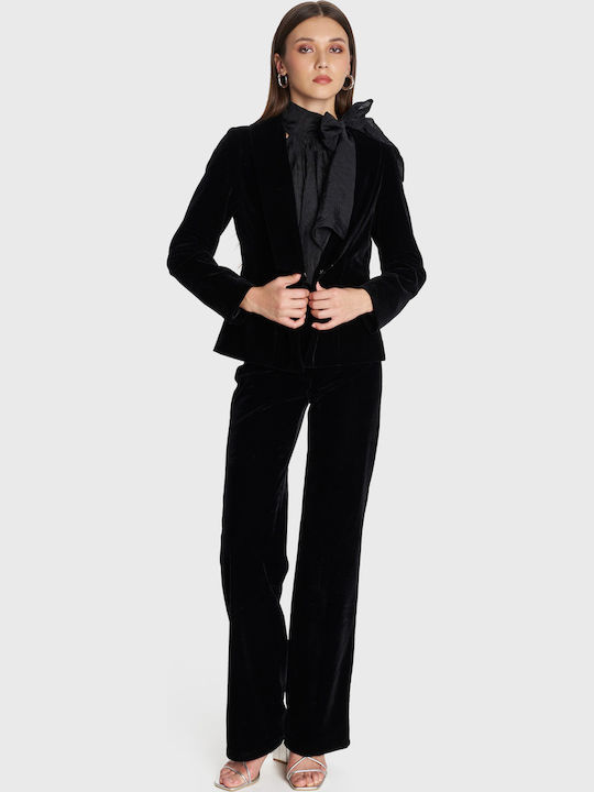 ALE - The Non Usual Casual Women's Velvet Waisted Blazer Black