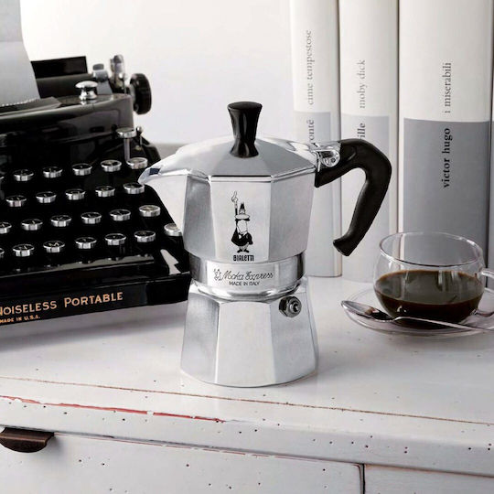 Bialetti Stovetop Espresso Pot for 3 Cups Inox Black