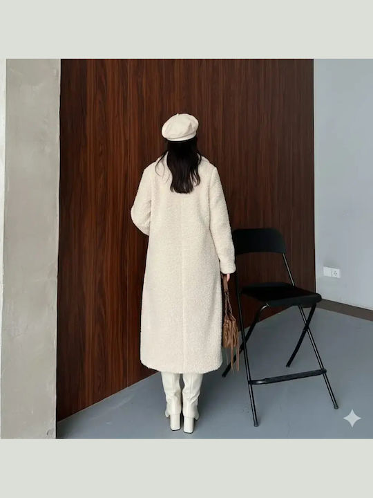Sherpa Women's Beige Coat with Buttons