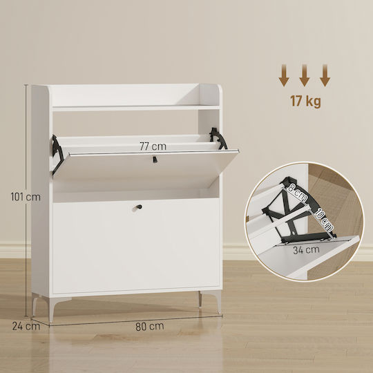 Metallic Shoe Organizer White 80x24x101cm