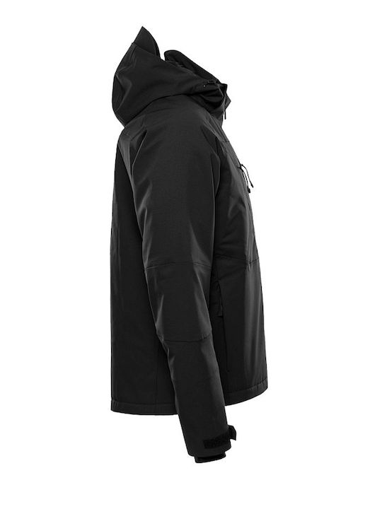 Adiavroxo (Work Aprons & Sleeves) Work Jacket Reflective Cold with Fleece Lining and Detachable Hood Black