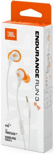 JBL Endurance Run 3 In-ear Handsfree Headphones with Connector 3.5mm White