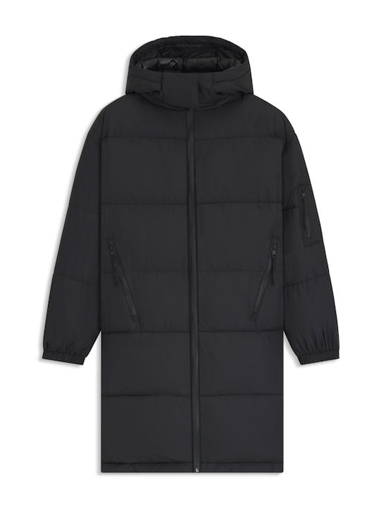 Faridali 1 Lang Damen Puffer Jacke für Winter Black