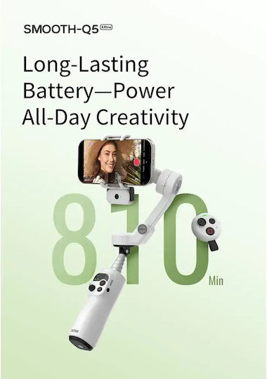 Zhiyun Smooth Q5 Ultra Combo Phone Gimbal with 3 Axis Stabilization and 13.5 Operating Hours Gray