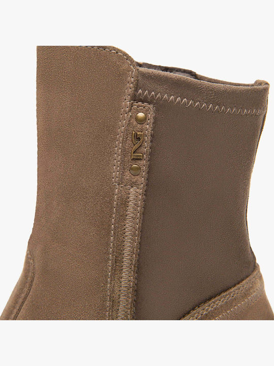 Leder Stiefeletten Damen Beige