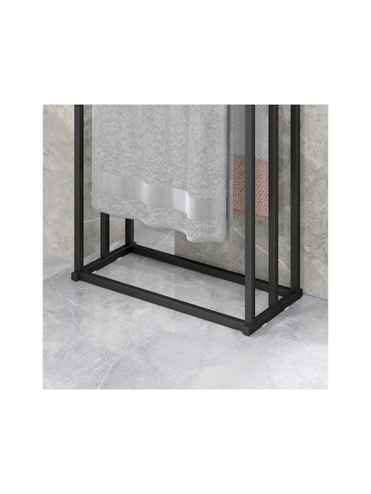 HomCom Triple Wall-Mounted Bathroom Rail ​45x21.5cm Inox Black