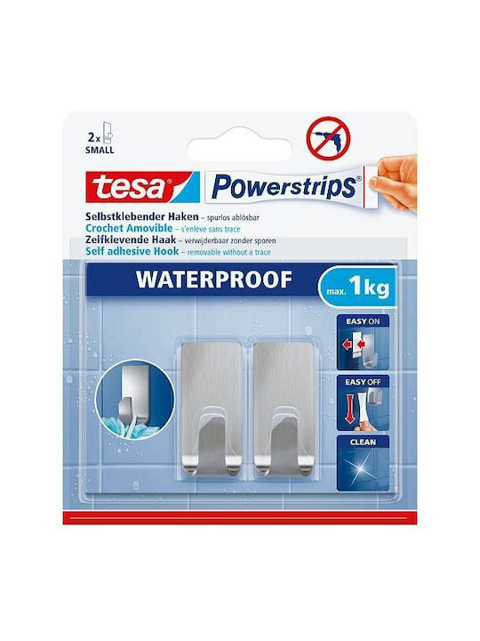 Tesa Single Wall-Mounted Bathroom Hook Inox Gray