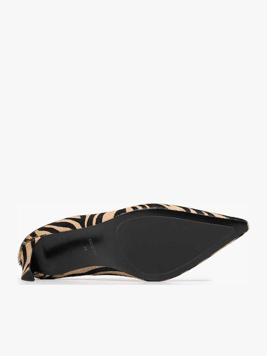 Leather Mules with Heel in Brown Color
