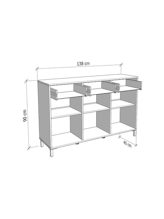 Sideboard Arbela 3k3f3v Light Port Oak 138x40x90cm