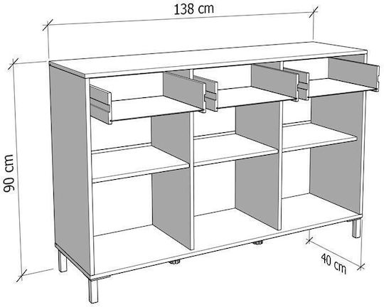 Bufet Arbela 3k3f3v Light Port Oak 138x40x90cm
