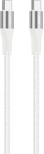 Vidvie Braided USB 2.0 Cable USB-C male - USB-C 60W Λευκό 2m