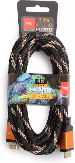Opticum HDMI 2.0 Premium High Speed 4K 60Hz HDR Cable HDMI male - HDMI male 3m Κόκκινο