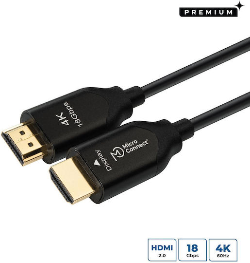 Microconnect HDMI 2.0 Premium High Speed 4K 60Hz HDR Angle Cable HDMI male - HDMI male 10m Μαύρο