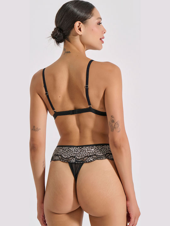 Milena by Paris Dantelat Set de Lenjerie Bralette cu Șir de caractere Silver