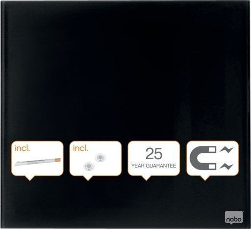 Nobo Diamond Glass Dry Erase Board 300x300 Black