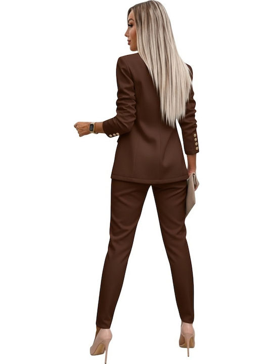 Damen Brown Anzug in Tapered Linie
