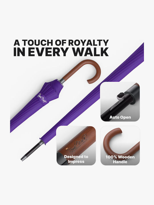 Royal Walk Windproof Automatic Umbrella Compact Purple