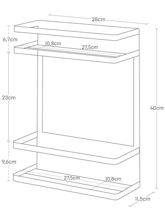 Yamazaki Επιτοίχια Ραφιέρα Μπάνιου Μεταλλική 24.5x6.5x34cm