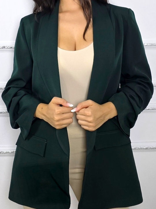 Long Women's Blazer Dark Green