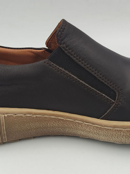 Γυναικεία Slip-On Δερμάτινα Καφέ