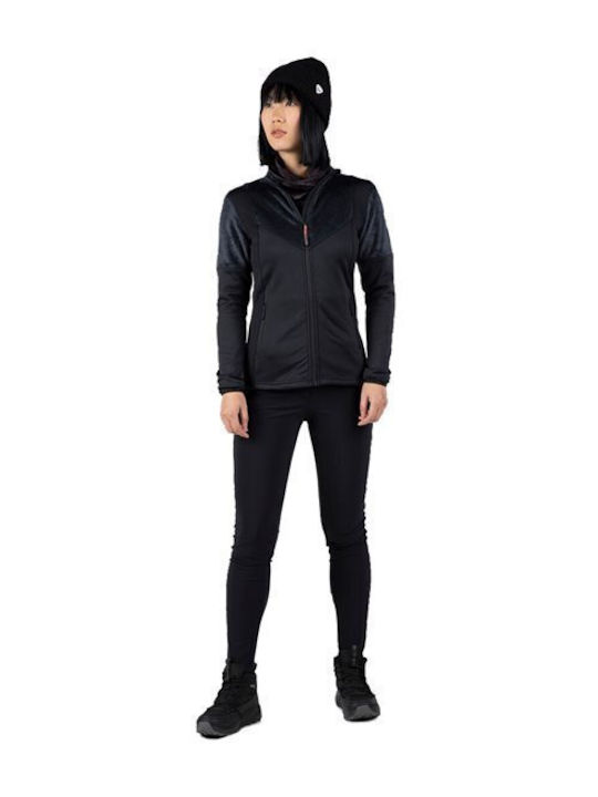 Fleece Γυναικεία Ζακέτα σε Μαύρο Χρώμα