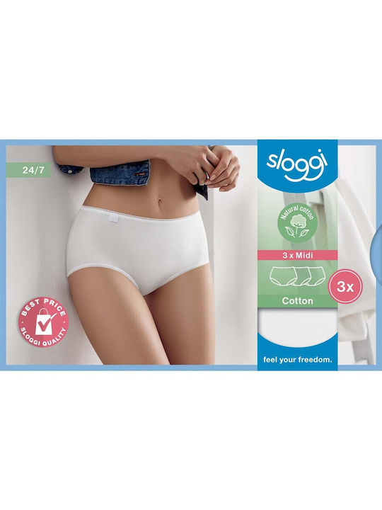 24/7 Βαμβακερά High Waist Women's Slip 3Pack White