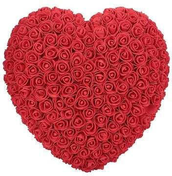 Heart-Shaped Floral Arrangement Foam Roses Handmade Red 35 cm