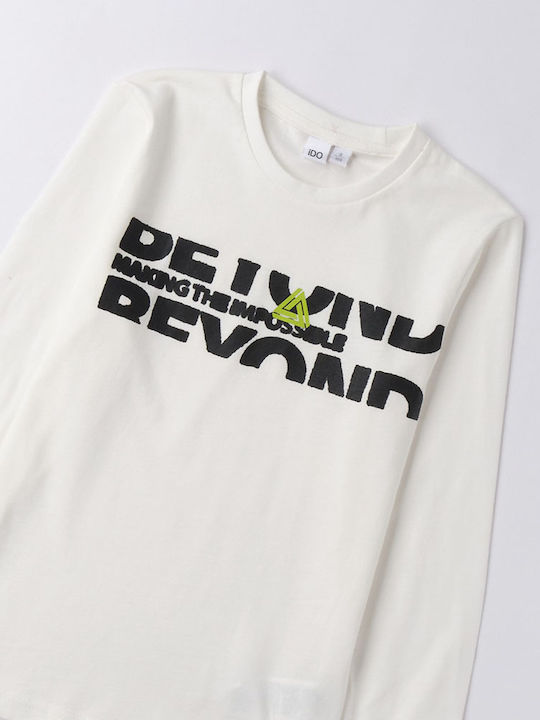 Bluză pentru copii Cu mânecă lungă Off White Round-neck