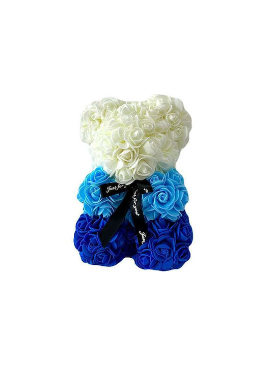 Blumen Teddybär Regenbogen Handgemachte Schaumrosen 25 Cm In Geschenkbox Blau