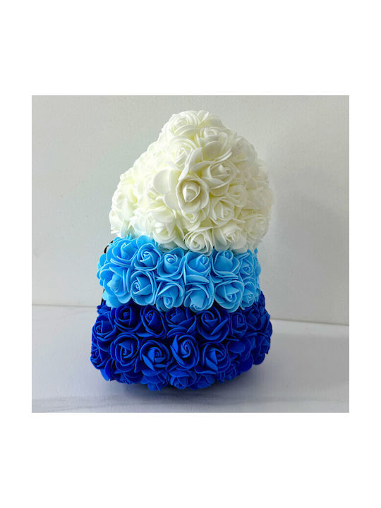 Blumen Teddybär Regenbogen Handgemachte Schaumrosen 25 Cm In Geschenkbox Blau