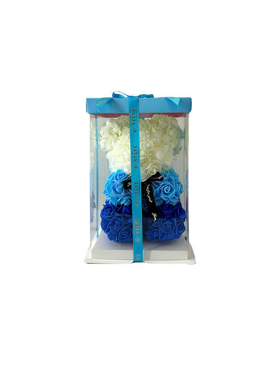Blumen Teddybär Regenbogen Handgemachte Schaumrosen 25 Cm In Geschenkbox Blau