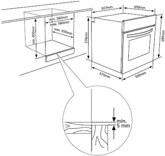 Daewoo O6HD51H1BG Φούρνος άνω Πάγκου 69lt Π58εκ. Inox